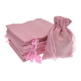 Bezall 50Pcs Pink Burlap Bags with Drawstring, 2.7x3.5 Inch Small Linen Gift Bags Jewelry Candy Pouch Sacks for Christmas, Wedding Favor, Party, DIY Crafts